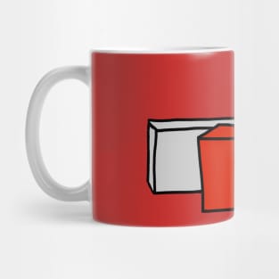 Two Red Gift boxes One Silver Gift Box for Christmas Mug